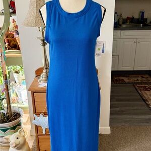 Just Be Vibrant Blue Ribbed Midi Dress